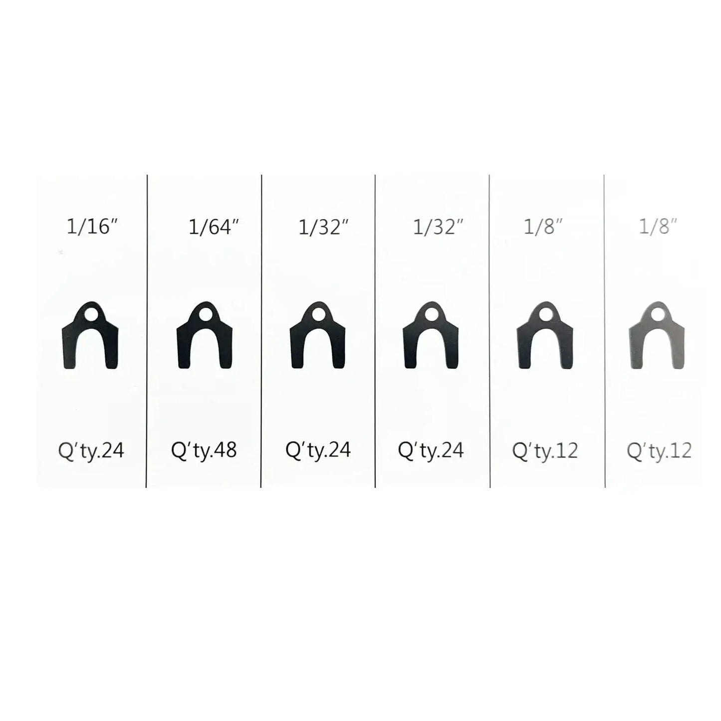Auto Alignment Shim Set 144 Pieces In Four Sizes 1 64th 1 32nd 1 16th And 1 8th Inch displayed in packaging