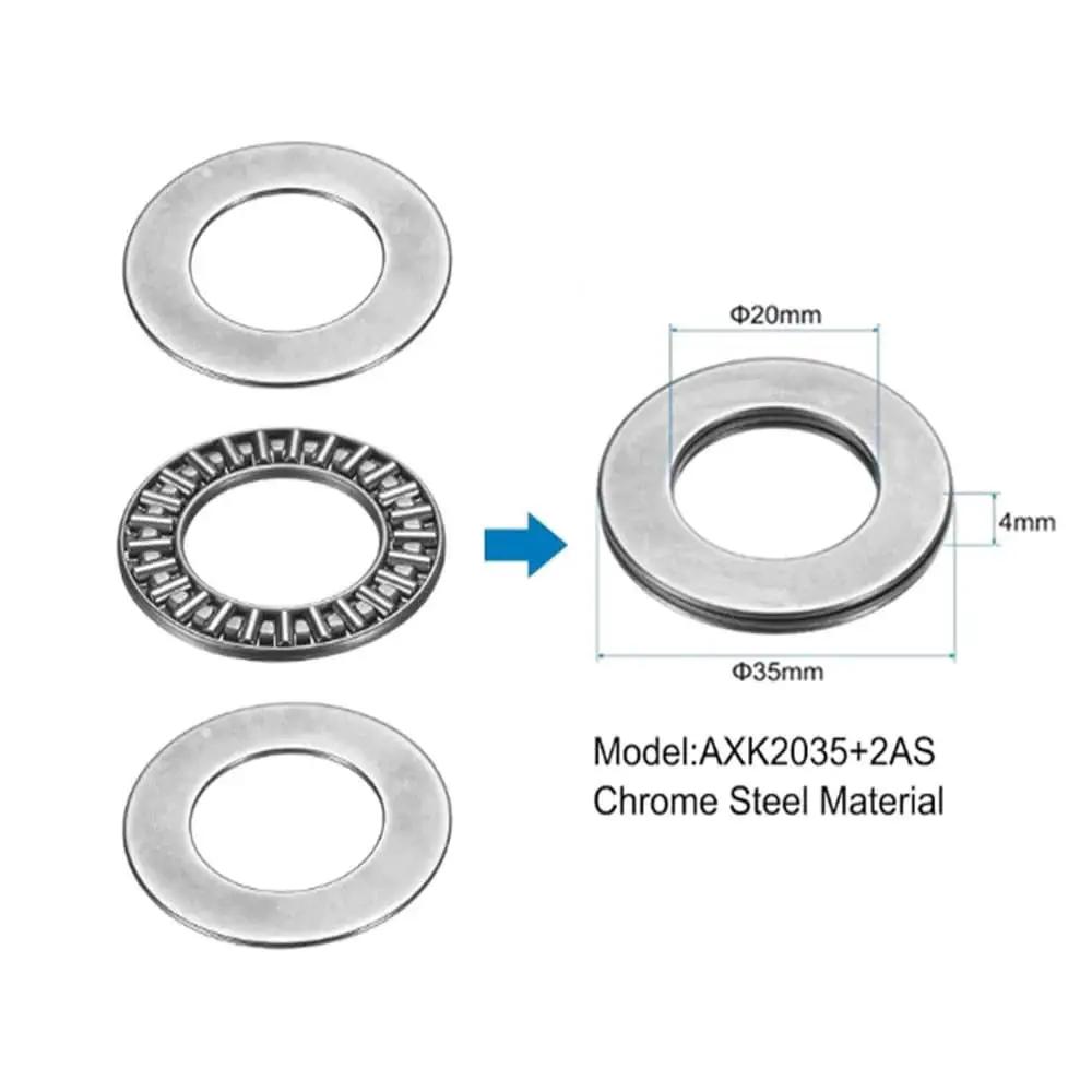 4 Sets AXK2035 Thrust Needle Roller Bearings With Washers, 20mm Bore, 35mm Outer Diameter, 2mm Thick, AS2035 Washers Included
