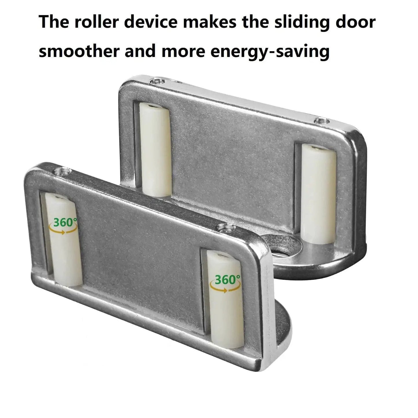 Four Barn Door Floor Guide Bearings With Adjustable Bottom Rollers in Durable Steel Frame, showing two metal guides side by side