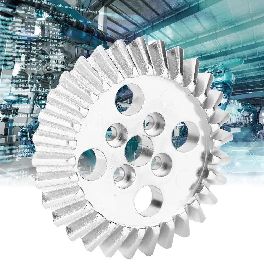 Beefy Bevel Gear Set For FRC Robots Zinc Alloy Aluminum Bearing 22mm, single gear showing teeth and central holes