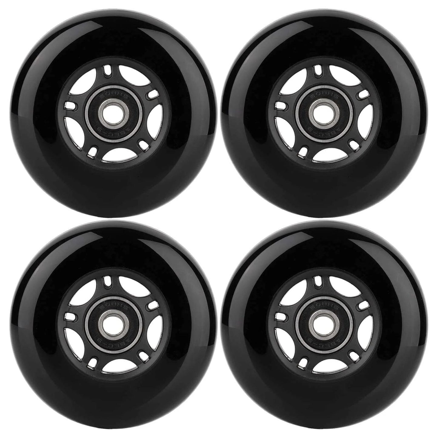 Four black Inline Skate Wheels Outdoor & Indoor Blade Roller Skate Wheels 85a Roller Hockey Wheels w/Bearings ABEC-9.