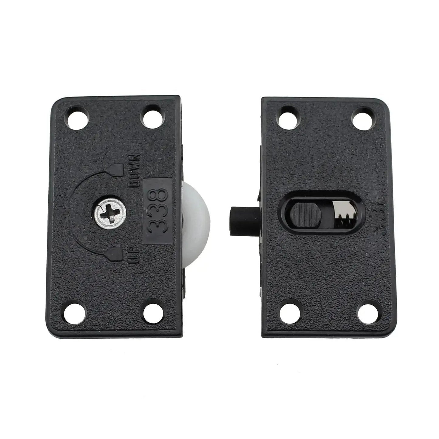 Black Sliding Cabinet Hardware Components 2 Sets With Four Sliding Door Rollers And Nylon Pulley And Mounting Screws