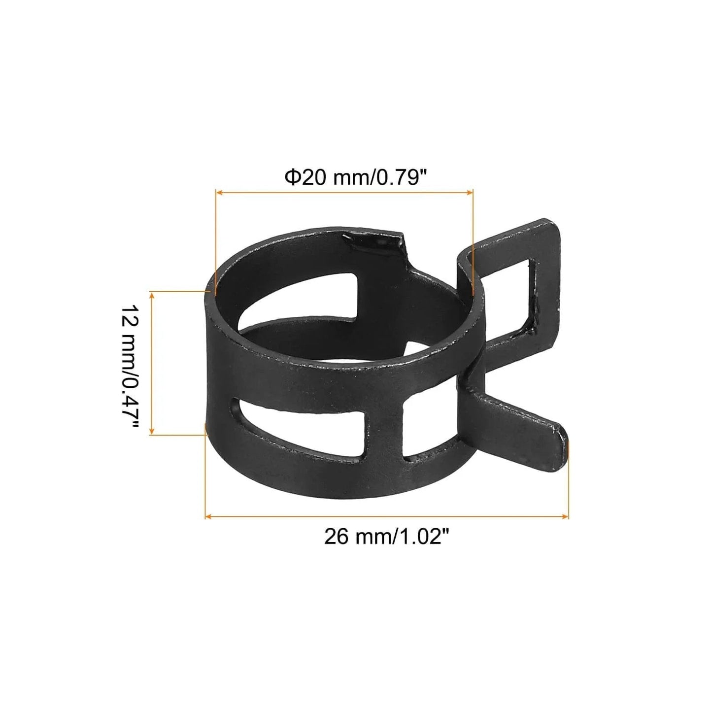 10 Pcs Fuel Line Clamps Spring Band Hose Clamps Half Inch 20mm Silicone Air Tube Vacuum Hose Water Pipe Low Pressure Black