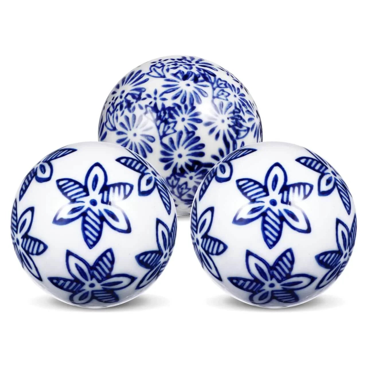 3Pcs Porcelain Balls Ceramic Balls Decorative Orbs Decorative for Centerpiece Small Spheres Floating for Bowl Vase Filler Fish Tank Pool Decor Vintage Home Decor