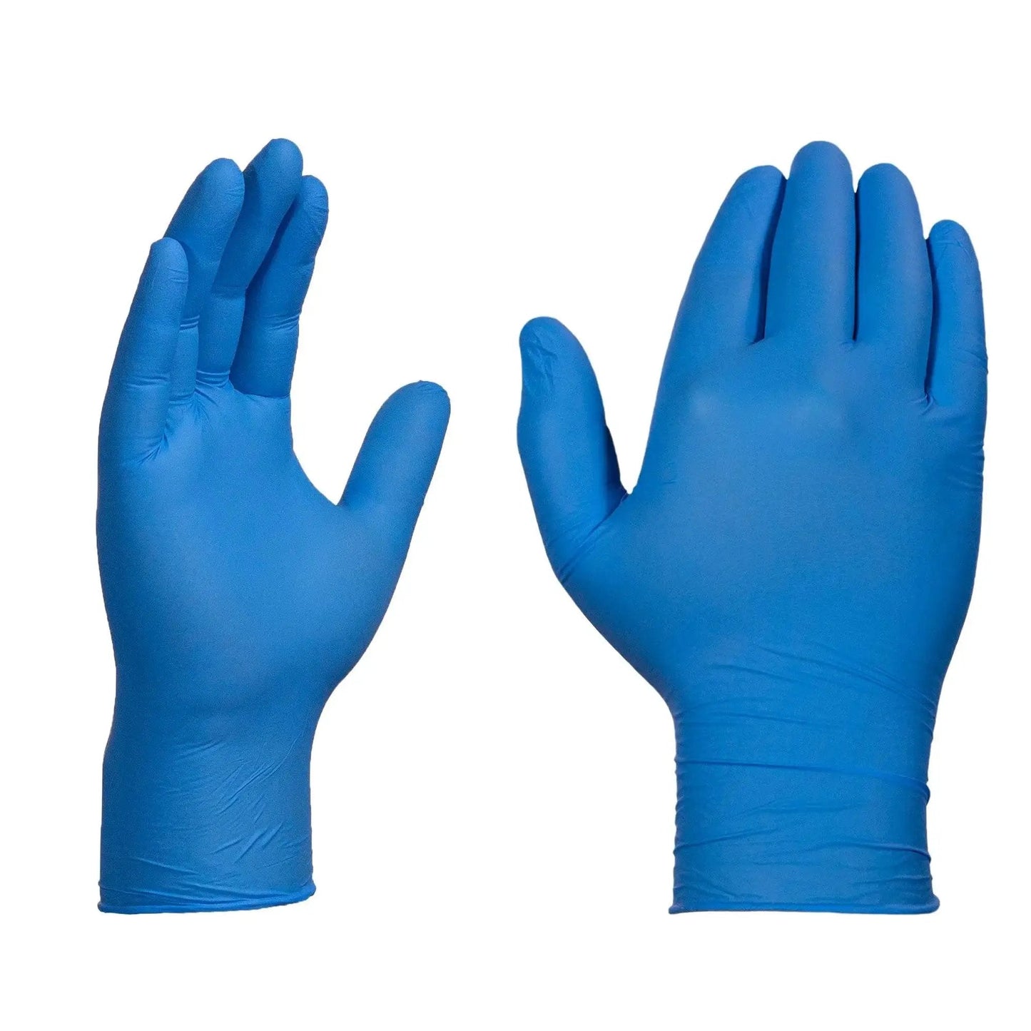 Blue Nitrile Gloves 3 Mil Textured Large Latex Free Powder Free Box Of 100, shown displaying textured surface and flexible fit