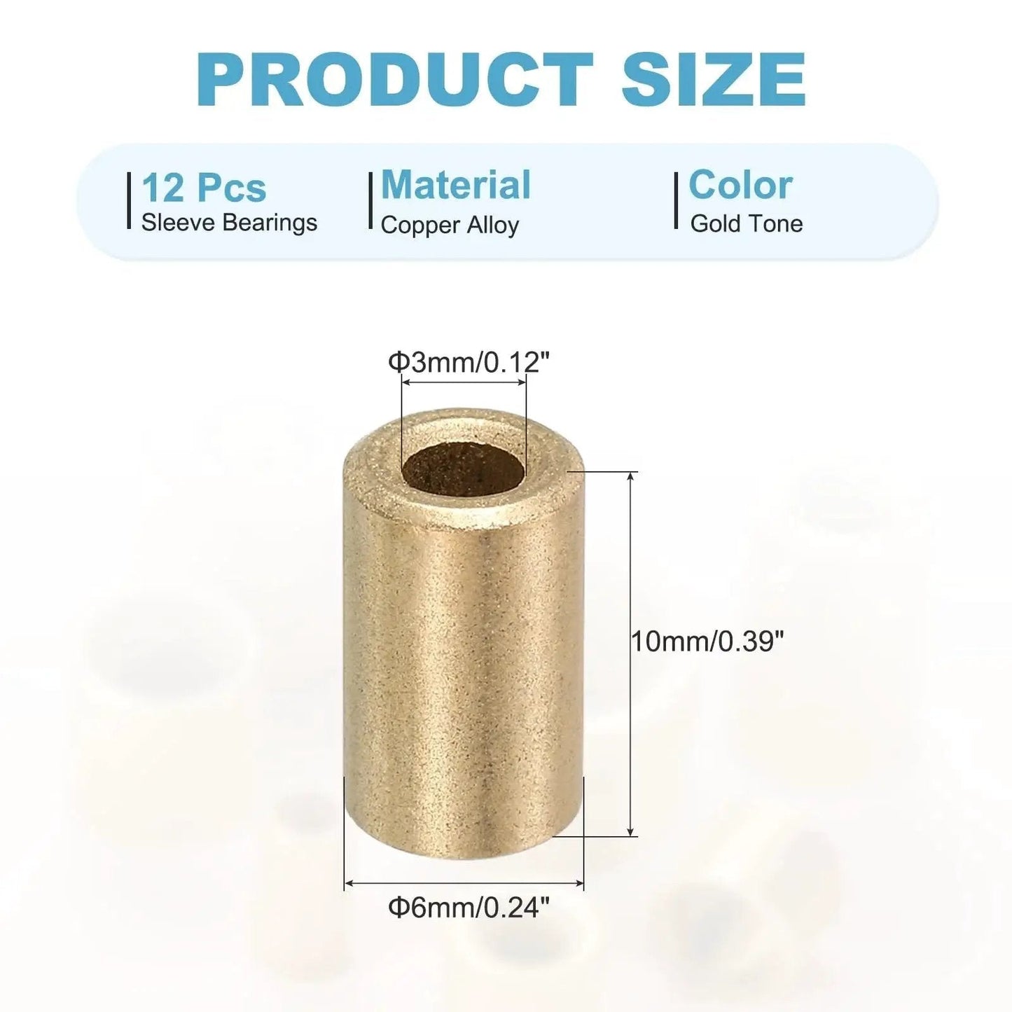 Self Lubricating Cast Brass Sleeve Bearings 3Mm Bore 6Mm OD 10Mm Length Plain Shaft Bearings For Sliding Movements Pack Of 12