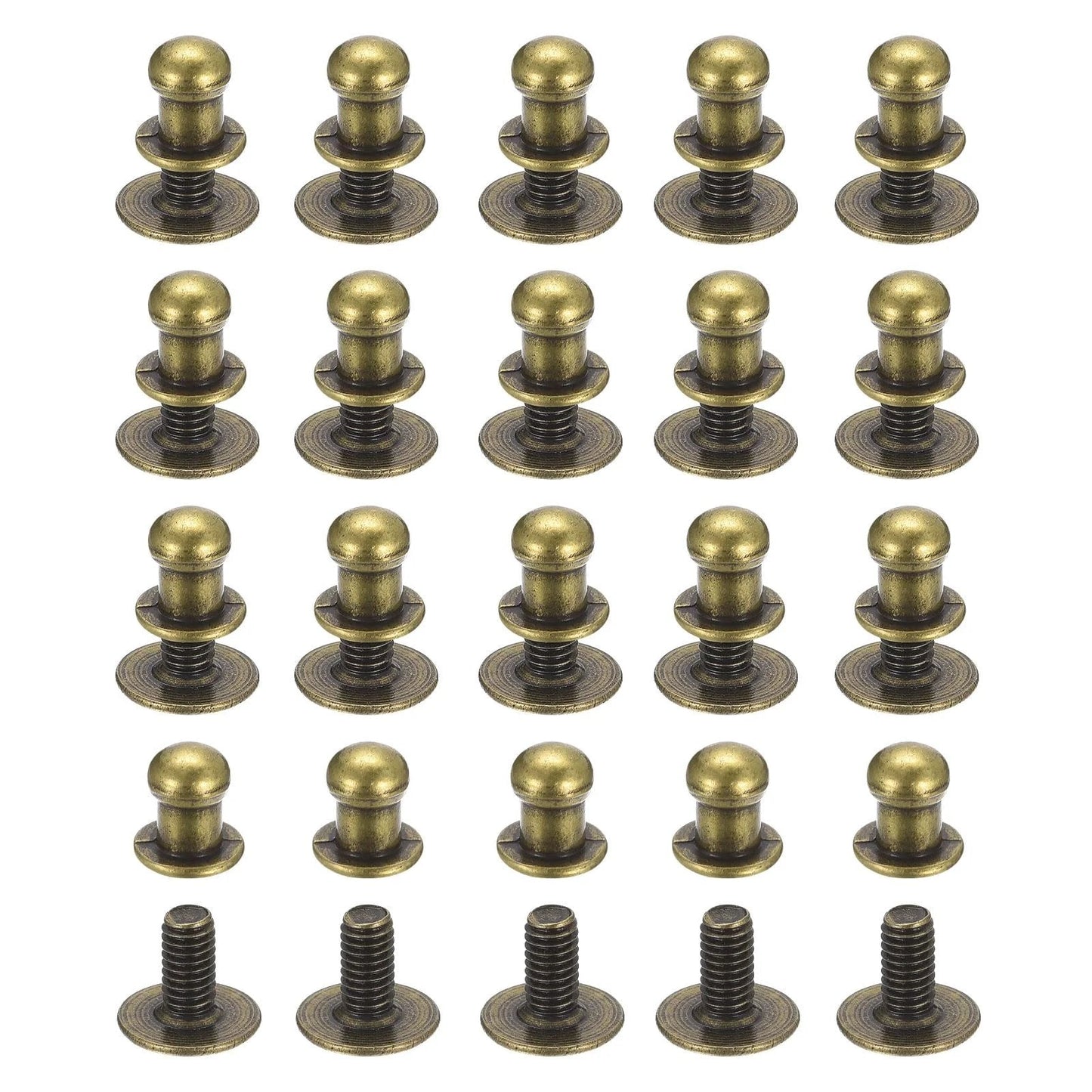 5mm Ball Head Stud Rivets With Screw Back 20 Sets For DIY Leather Craft Handbags And Belts Round Head Button Nipple Rivets Bronze Tone Zinc Alloy M3x6mm Screw Durable Construction Ideal For Fashion Accessories And Repairs