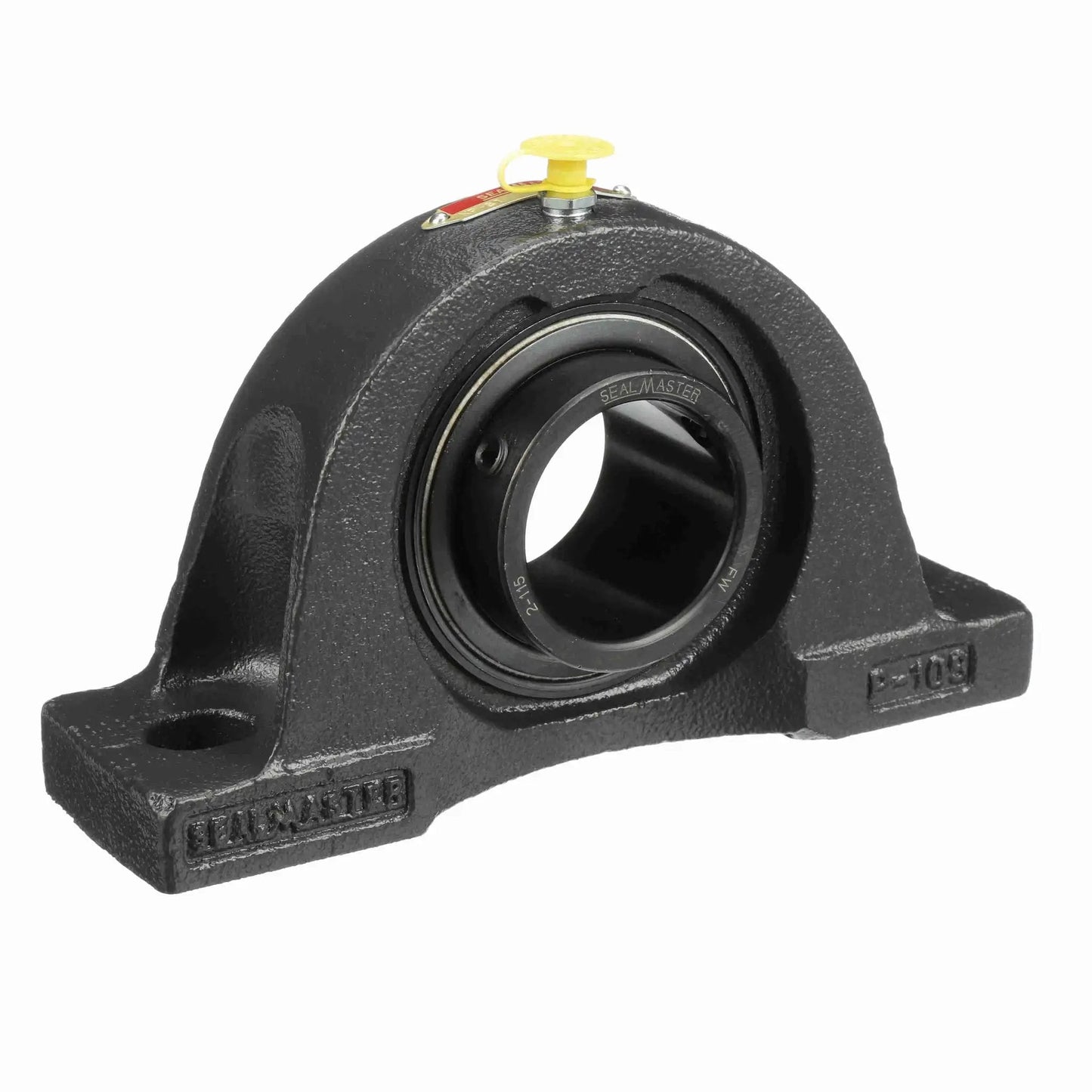 Mounted Cast Iron Two Bolt Pillow Block Bearing NP31 Sealmaster with setscrew lock, one-piece housing for industrial machinery.