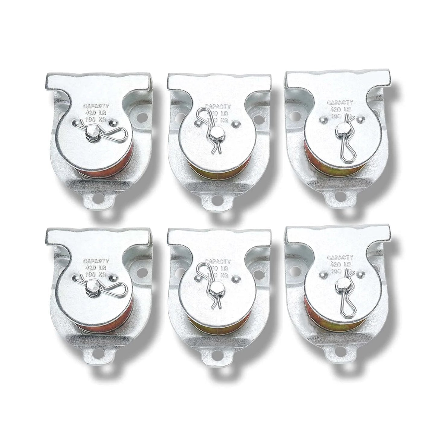 Ceiling Mount Single Pulley 1-1/2 Inch Wall Mount Pulley Ceiling Pulley for 3/8" Wire or Rope, Pack of 6, zinc-plated iron