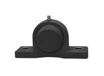 1-1/8 in I.D. Wide Pillow Block Bearing Single Unit, Zinc-Plated Insert with Set Screw Lock, Sealed Ball Bearing, Polymer PPL206 Black Housing, Open and Closed Polypropylene Covers, 1/2 in Bolt
