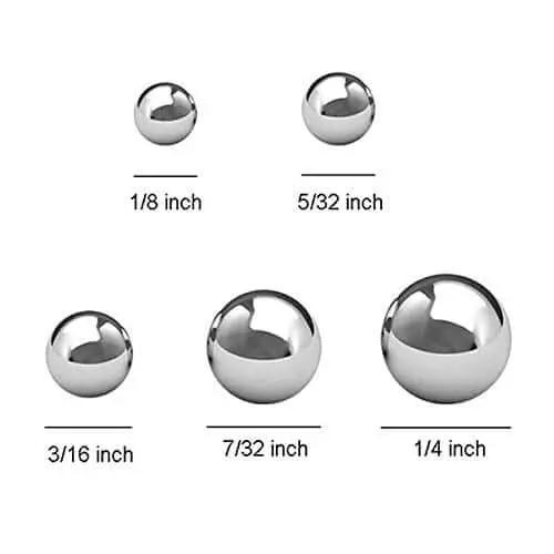 Assorted Bicycle Bearing Balls Chrome Steel One Eighth Inch Five Thirty Second Inch Three Sixteenth Inch Seven Thirty Second Inch One Quarter Inch