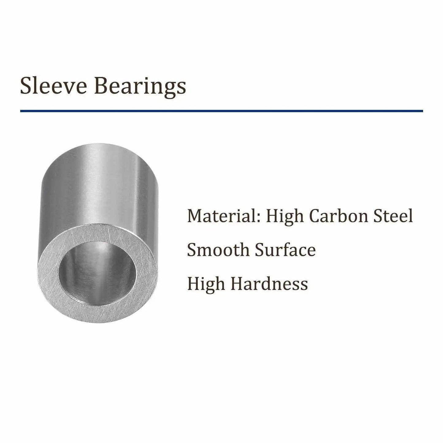 Six Piece Sleeve Bearing Set 5mm x 8mm x 10mm Oilless Chrome Steel Bushings for Industrial Equipment shown with product details