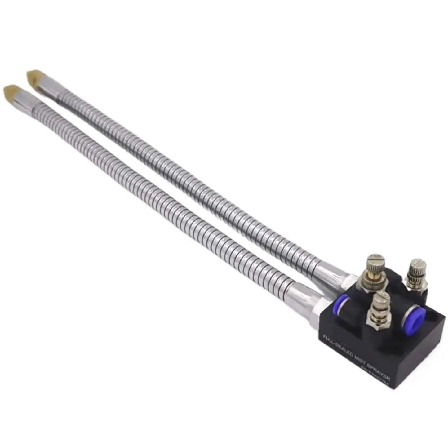 Mist Coolant Lubrication Spray System For CNC Lathe Milling Drill Engraving Sawing Machines With Wide Angle Two Nozzle Head