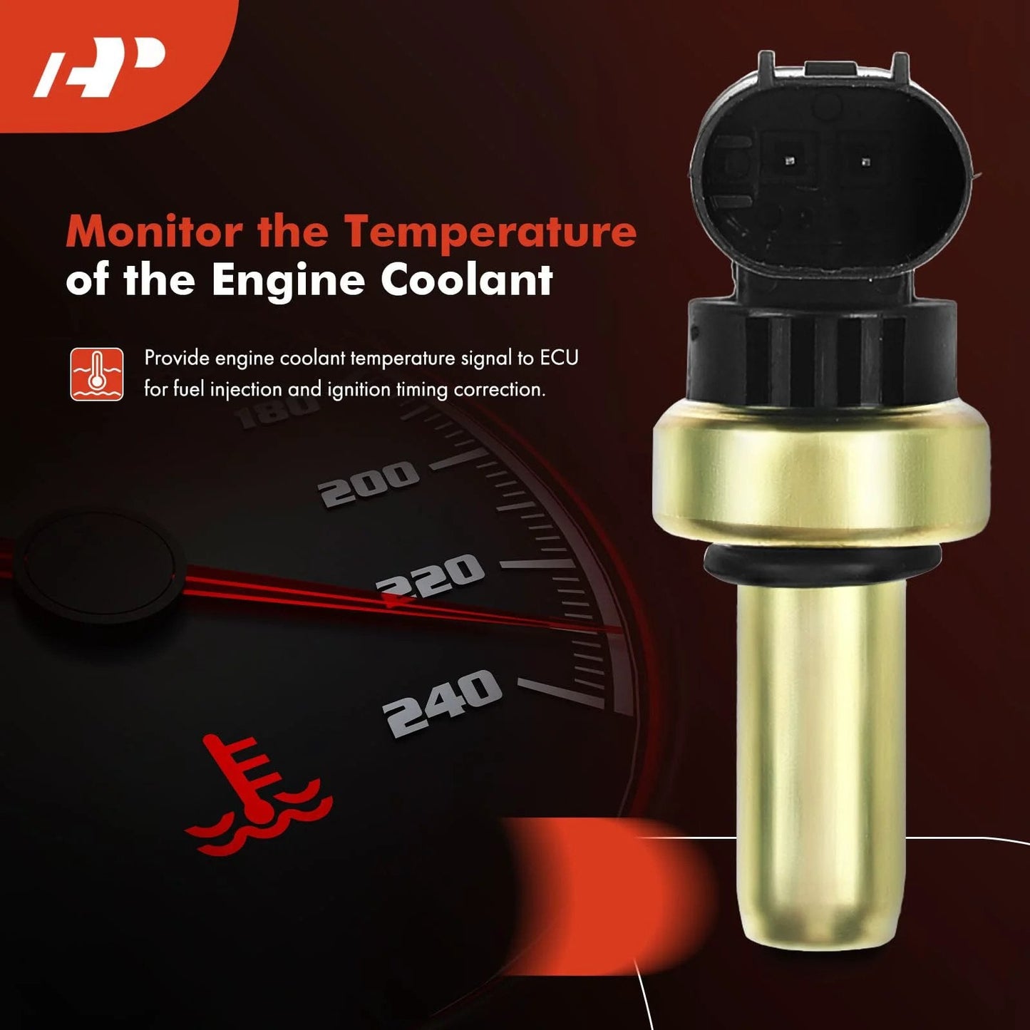 Coolant Temperature Sensor For Chrysler Crossfire Dodge Sprinter Freightliner Sprinter Maybach 57 62 Mercedes B200 C250 C300 C350 E320 ML320 Replacement Sensor showing top view with electrical connector.