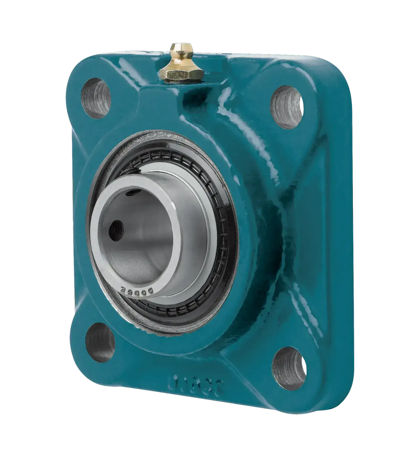 Flange Mount Ball Bearing Unit For 2 In Bore 4-Bolt Flange Set Screw Locking Cast Iron Housing Non-Expansion Fixed Bearing