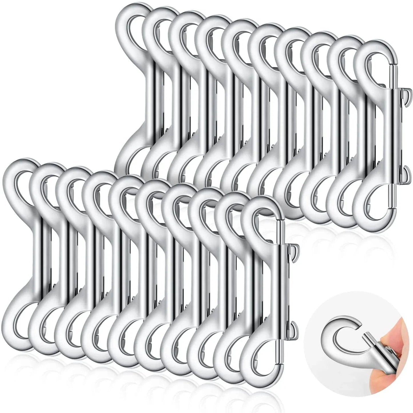 20 Pieces 3.5 Inch Double Ended Bolt Snap Hooks Zinc Alloy With Double Trigger Chain Metal Clips For Key Holders Linking Key Chains Pet Leashes Dog Collars Horse Tack And Feed Water Buckets