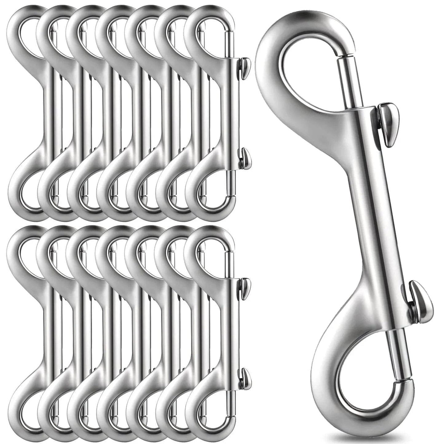 15 Pack Double Ended Bolt Snap Hooks Four Point Seven Inch Heavy Duty Zinc Alloy Clips With 220 Pound Load Capacity Ideal For Cat And Dog Leashes Horse Tack Feed Buckets Hammocks Outdoor Marine Use