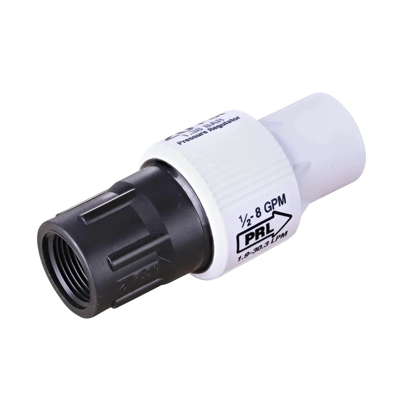 Drip Irrigation Pressure Regulator 20 Psi 3/4-Inch FPT To 3/4-Inch FPT, black and white, for outdoor faucet hose bibb system