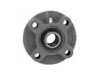 Piloted flange cartridge single-row sealed ball bearing, pack of 1, 3-1/2 in bore, high-temp 450°F, cast iron housing, front view