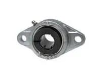Front view of 1-1/4 in (32 mm) Accu-Loc Nickel-Plated 2-Bolt Flange Unit Single Sealed Ball Bearing with Concentric Locking Collar.