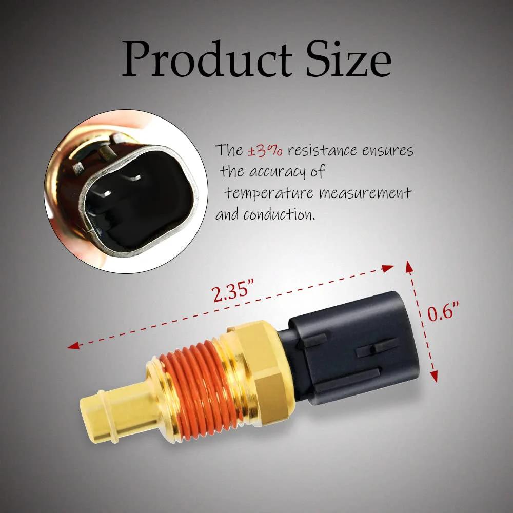 Engine Coolant Temperature Sensor And Water Temperature Sensor For Dodge Charger Durango Ram 1500 2500 3500 Jeep Wrangler Chrysler Town And Country Replacement 5149077AB 05149077AB 68045803AA With OEM Cross Reference By HAOBO, showing detailed size and connectors.