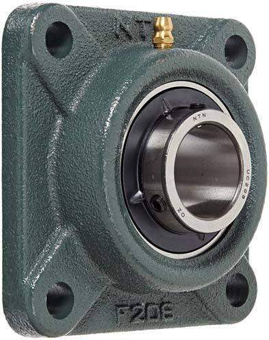 Reliable flange-mount ball bearing unit with a 25 mm bore and four-bolt flange delivers fixed, low-friction support for light-duty equipment