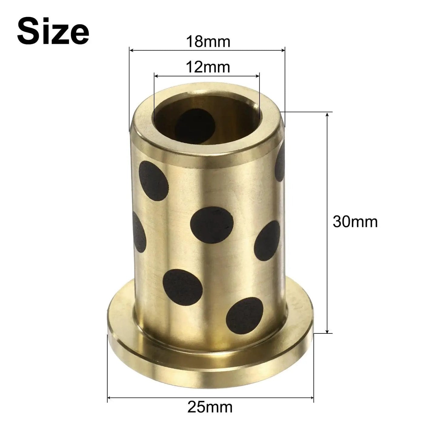 Flange Sleeve Bearings 12mm Bore 18mm OD 30mm Height Wrapped Oilless Brass Graphite Flange Bushings Self Lubricating Cast Brass Bushing