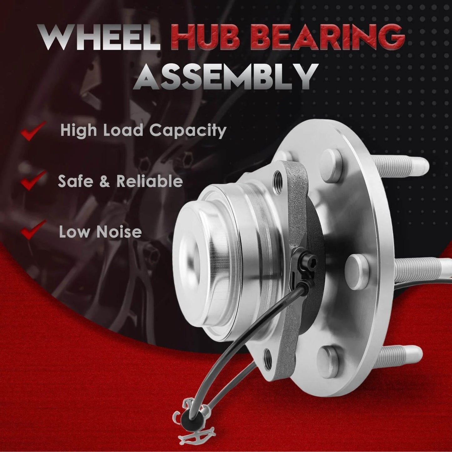 Close-up of 2 Pack 515097 Front Wheel Hub Bearing Assembly for Cadillac Escalade ESV Chevy Silverado showing hub design.