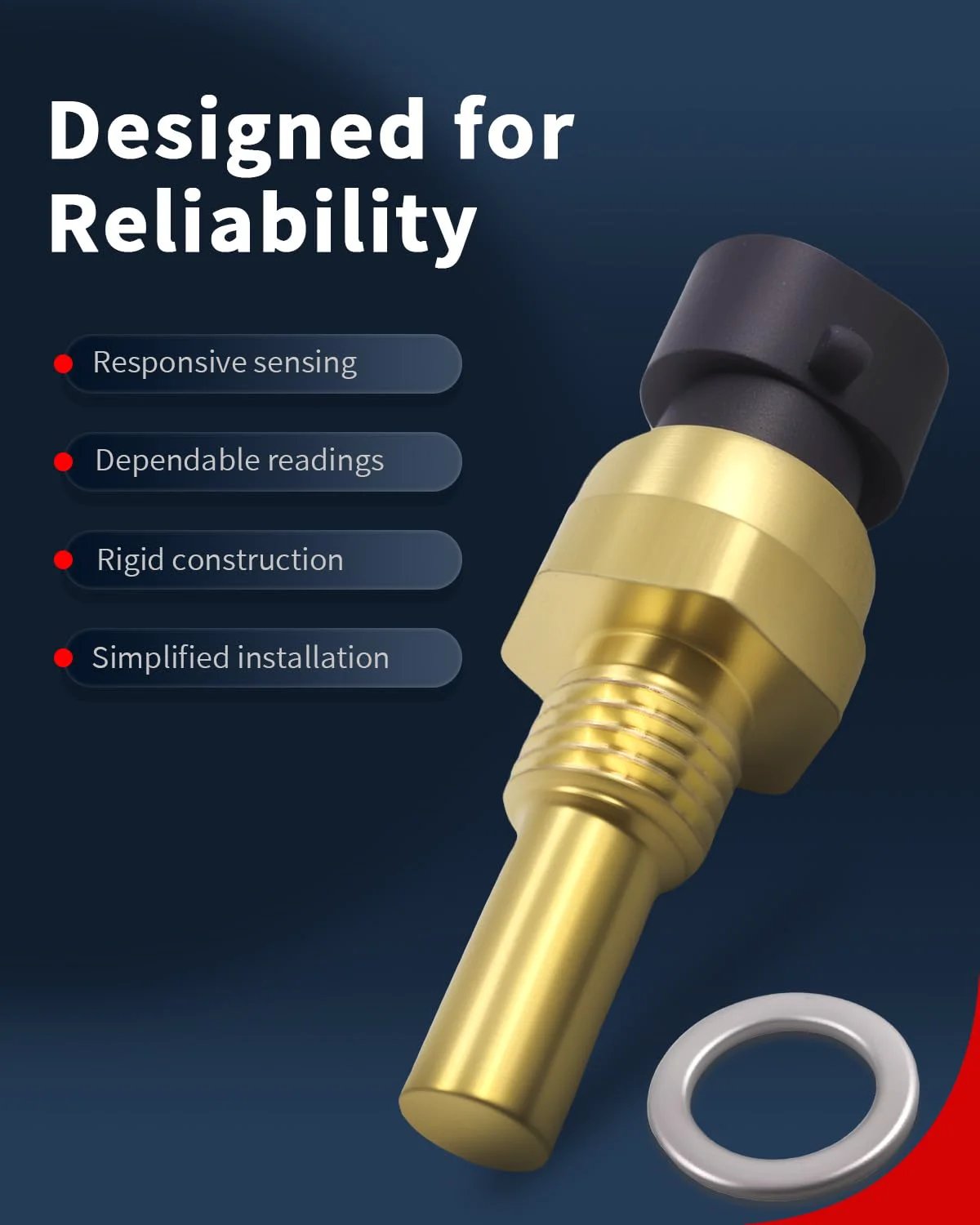 Engine Coolant Temperature Sensor ECT Water Temperature Sensor For Chevy And GMC Rides With Connector Replaces OEM Numbers, side view.