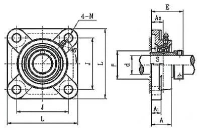 HCF203-11 Steel Flanged 4-Bolt 11/16" Bore Mounted Bearing - Eccentric Collar