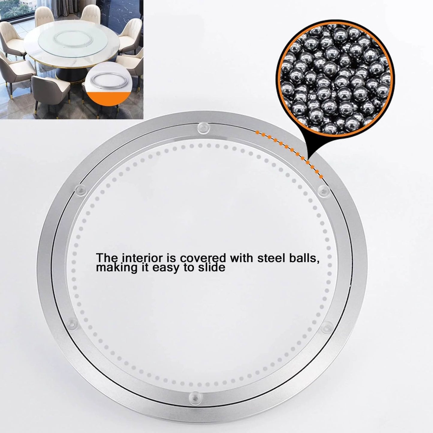 18 Inch Heavy Duty Aluminum Lazy Susan Bearing, Metal Rotating Turntable Swivel Plate with Smooth Polished Balls and Non Slip Feet