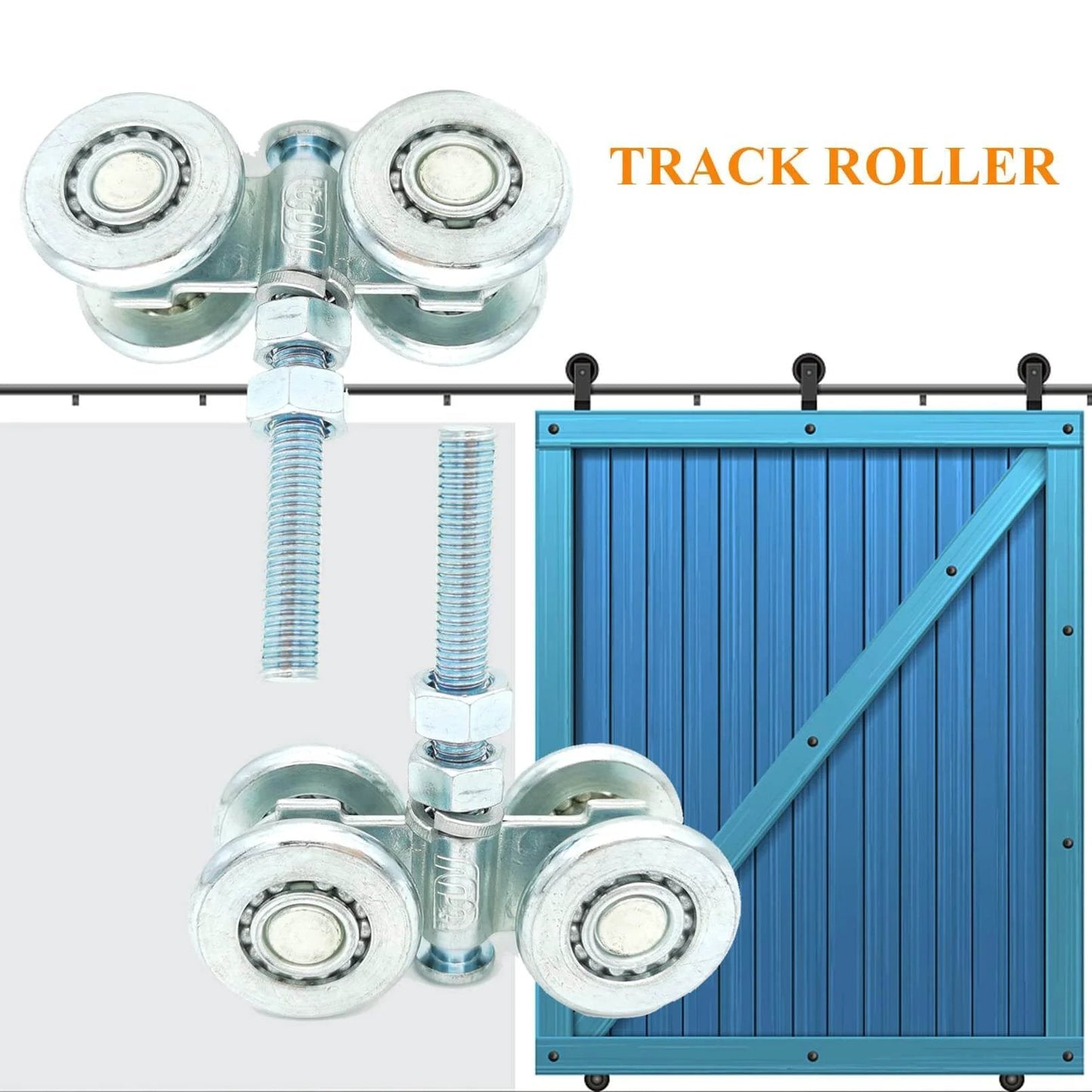 2pcs Track Roller Wheels Heavy Duty Trolley Assembly used for barn sliding door with galvanized appearance and G3 strut channel compatibility