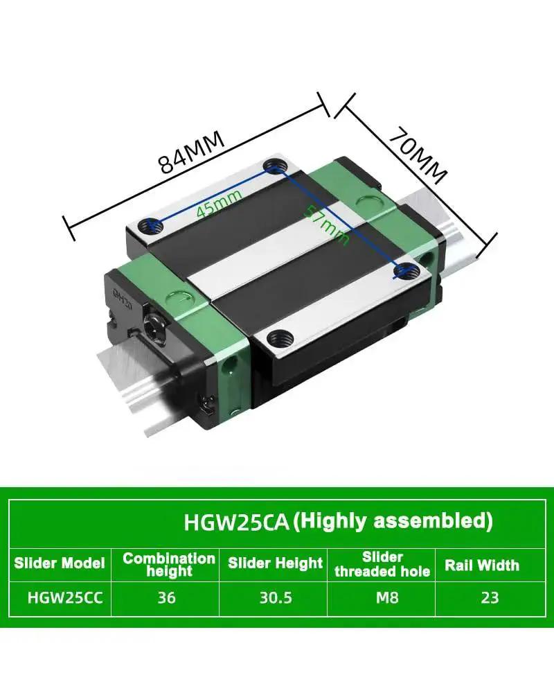 Image of HGW25CA Linear Slider Bearing Block Set with dimensions, 84mm by 70mm, made from durable steel for CNC and DIY projects.
