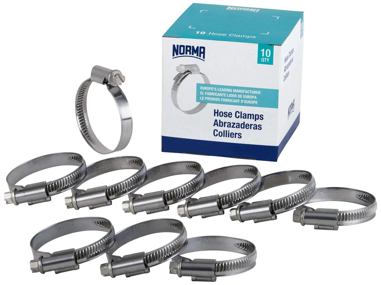 Non-Perforated Worm Drive Hose Clamps 8 To 16 Mm Range 9 Mm Wide W4 Pack Of 10 For High Mechanical Load Applications With Asymmetric Housing