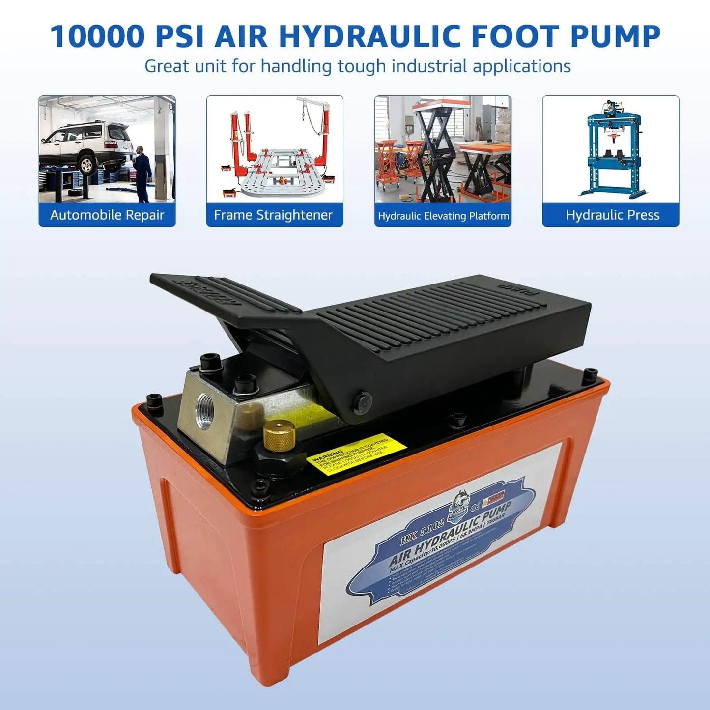 Pro Grade Air Hydraulic Pump With Foot Operated Control For 10,000 PSI Heavy Duty Lifting In Machinery And Auto Repair Half Gallon Reservoir Delivers Real Power For Automotive And Industrial Jobs