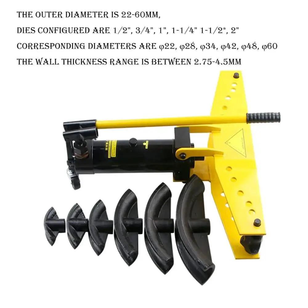 Yellow 6 Die Pipe Bender For Tubing With Hydraulic System and six black dies for automobile repair and fabrication