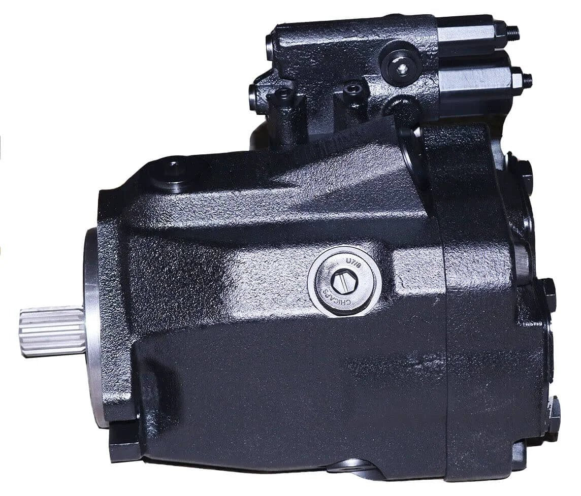 Side view of Solarhome 262-5203 2625203 Hydraulic Piston Pump compatible with Caterpillar Telehandler TH460B TH560B Engine CAT 3054 3054E