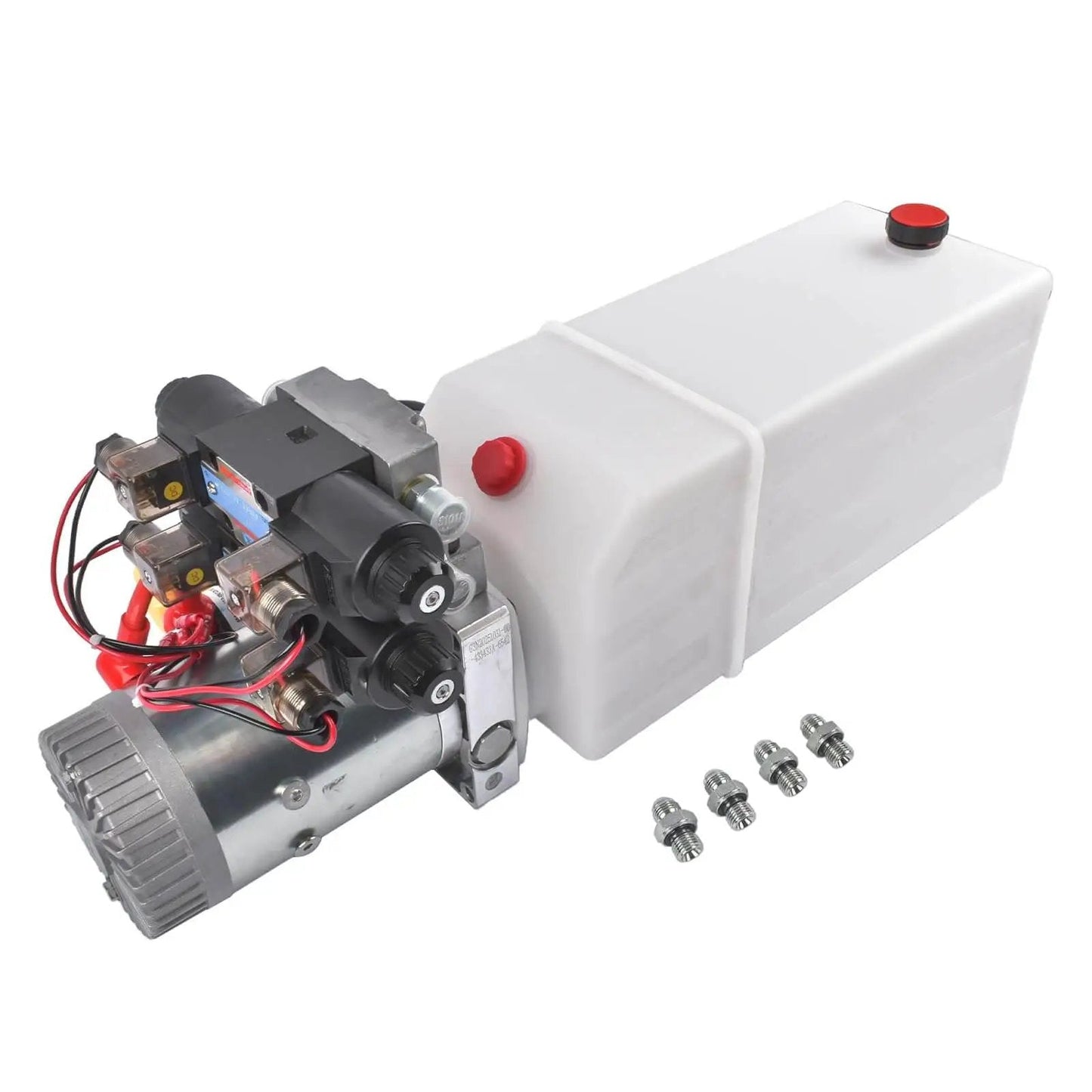 Beefy 12V DC Hydraulic Power Unit With 8 Quart Tank, Double Acting Pump And Double Solenoid Valves, 200 Bar Hydraulic Power Pack