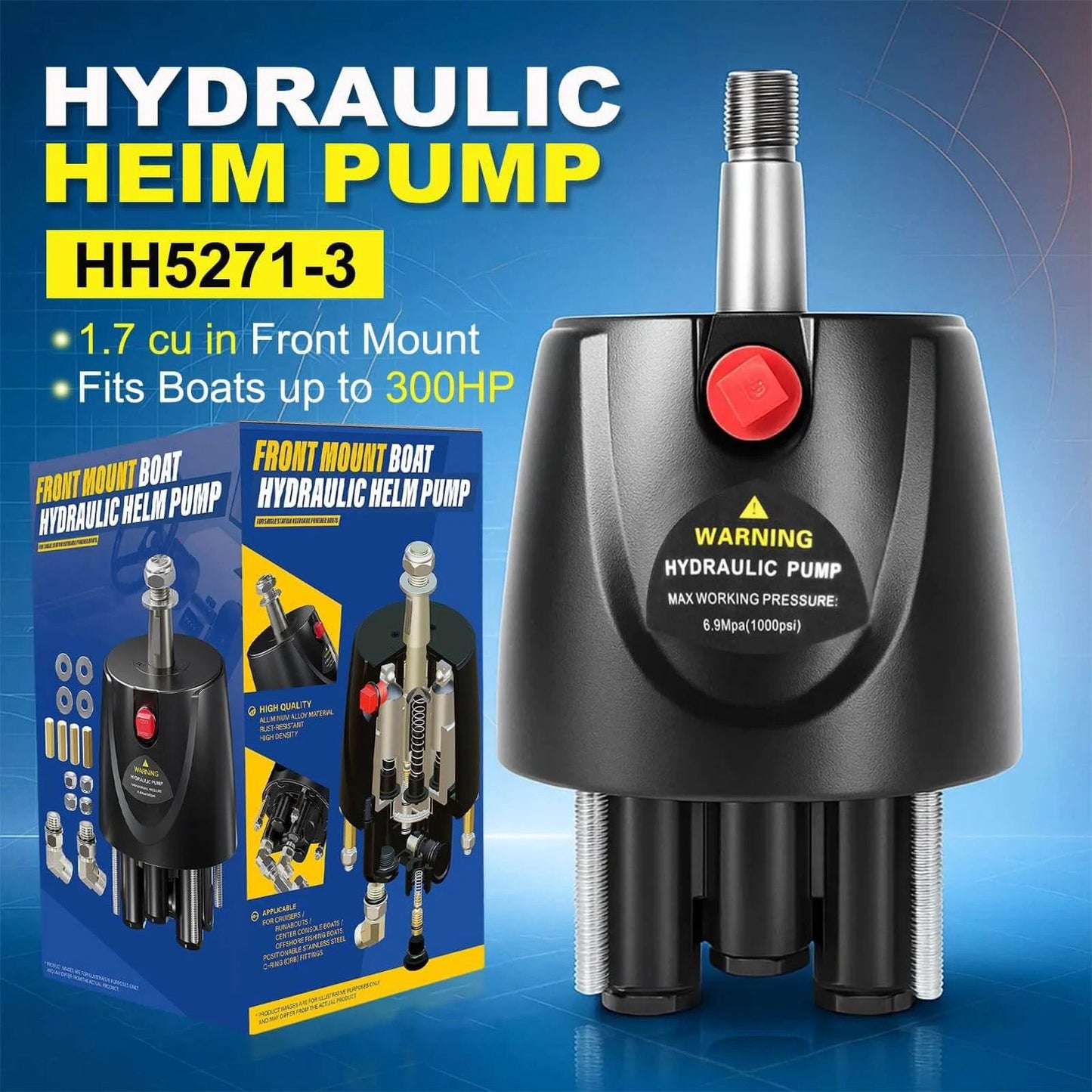 HH5271-3 Hydraulic Steering Helm Pump – 1.7 cu in Front Mount Replacement for Seastar Helm, up to 300HP engines product image