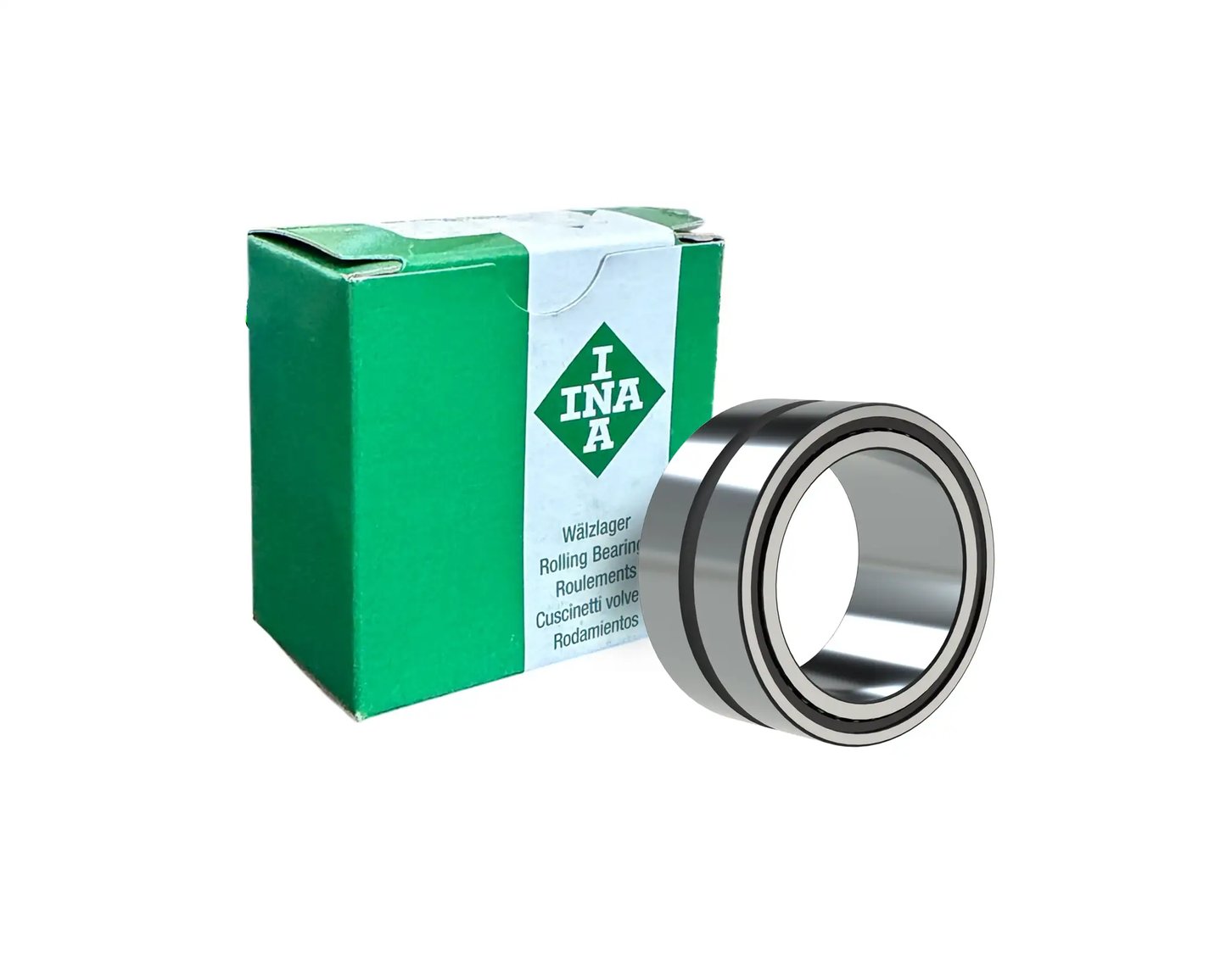 Compact adjusting needle roller bearing with RPNA30 47, 30 mm ID, 47 mm OD, 20 mm width shown with INA packaging.