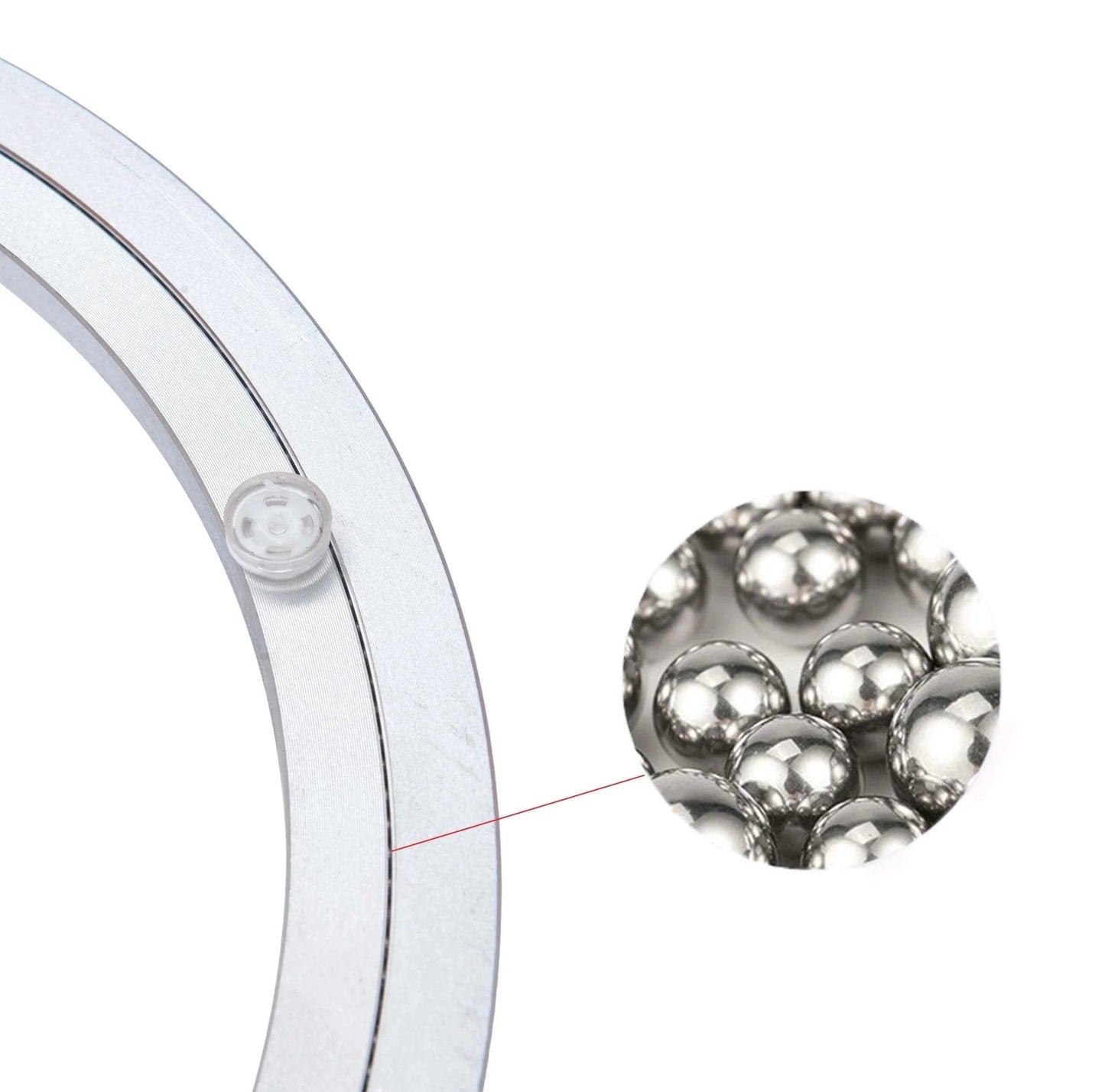 Close-up of 8 Inch Aluminum Heavy Duty Lazy Susan Rotating Turntable Bearing Swivel Plate with Non Slip Rubber Feet