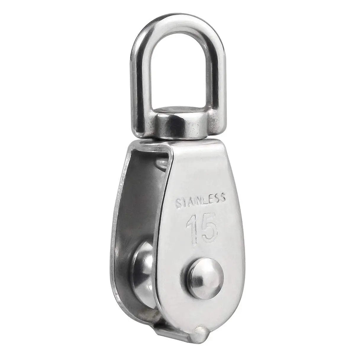 M15 Single Pulley Snatch Block With Swivel Hook For Lifting And Crane Hoisting, 304 Stainless Steel Corrosion Resistant