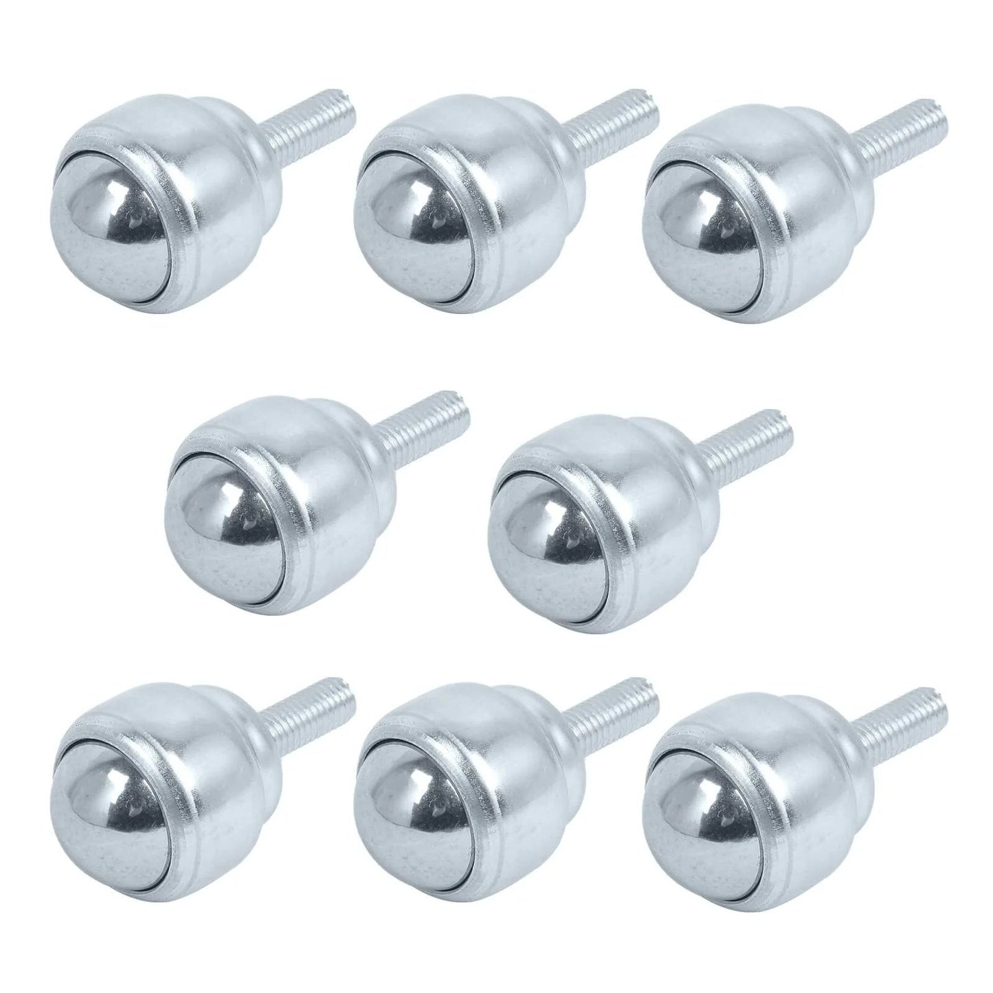 1 Inch M8 Roller Ball Transfer Bearing Casters Stud Mounted Carbon Steel Units with Threaded Stem 360 Degree Rotation 616 lb Total Load Set of 8