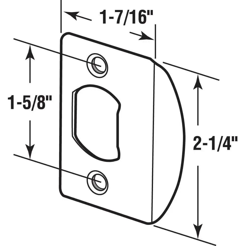 Diagram of Latch Strike Plate Two Pack Matte Black Finish One And Five Eighths Inch Center Mounting For Standard Door Latch Hardware