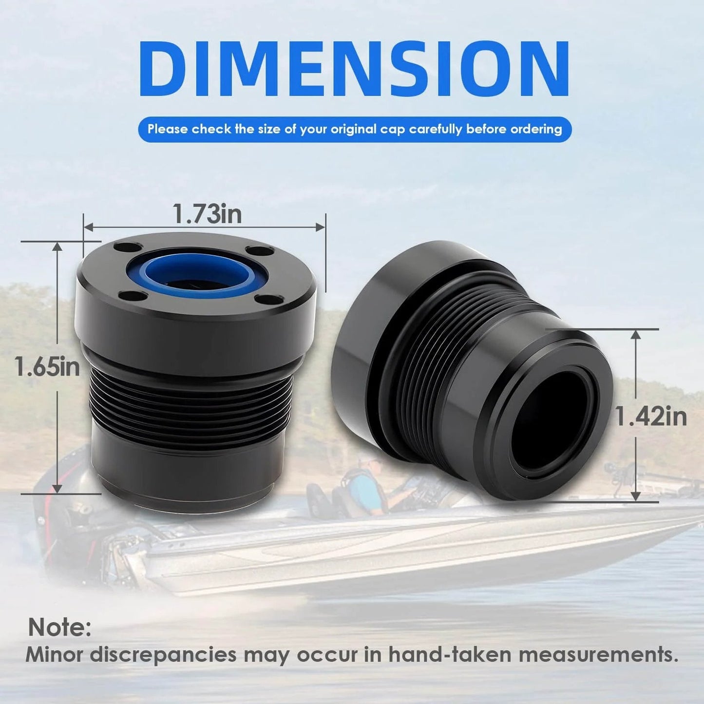 Dimensions of Steering Actuator End Cap Seal Kit for Mercury Outboard Uflex UC128 UC128-OBF SVS displayed with measurement details.