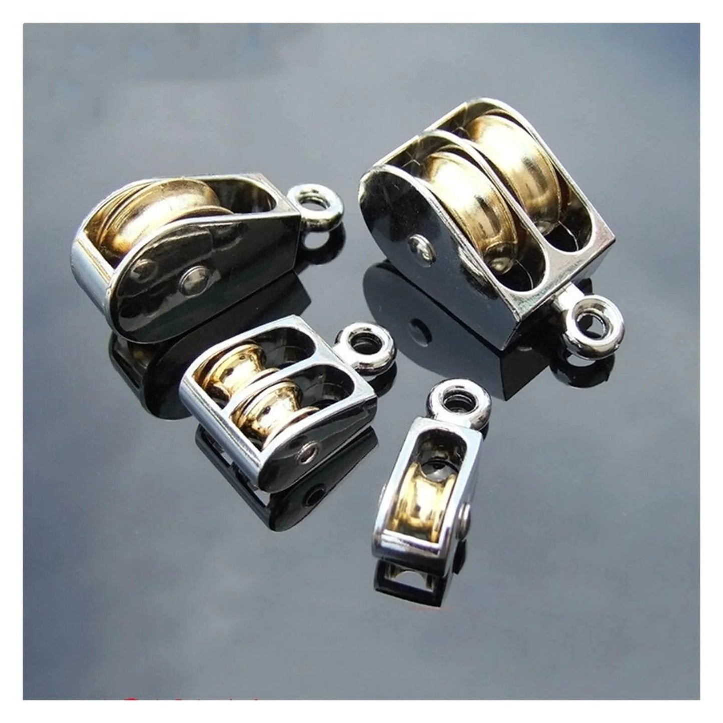 52mm Metal Sheave Zinc Alloy Fixed Pulley Crown Block and Tackle Lifting Wheel Mini Single/Double Pulley, various sizes