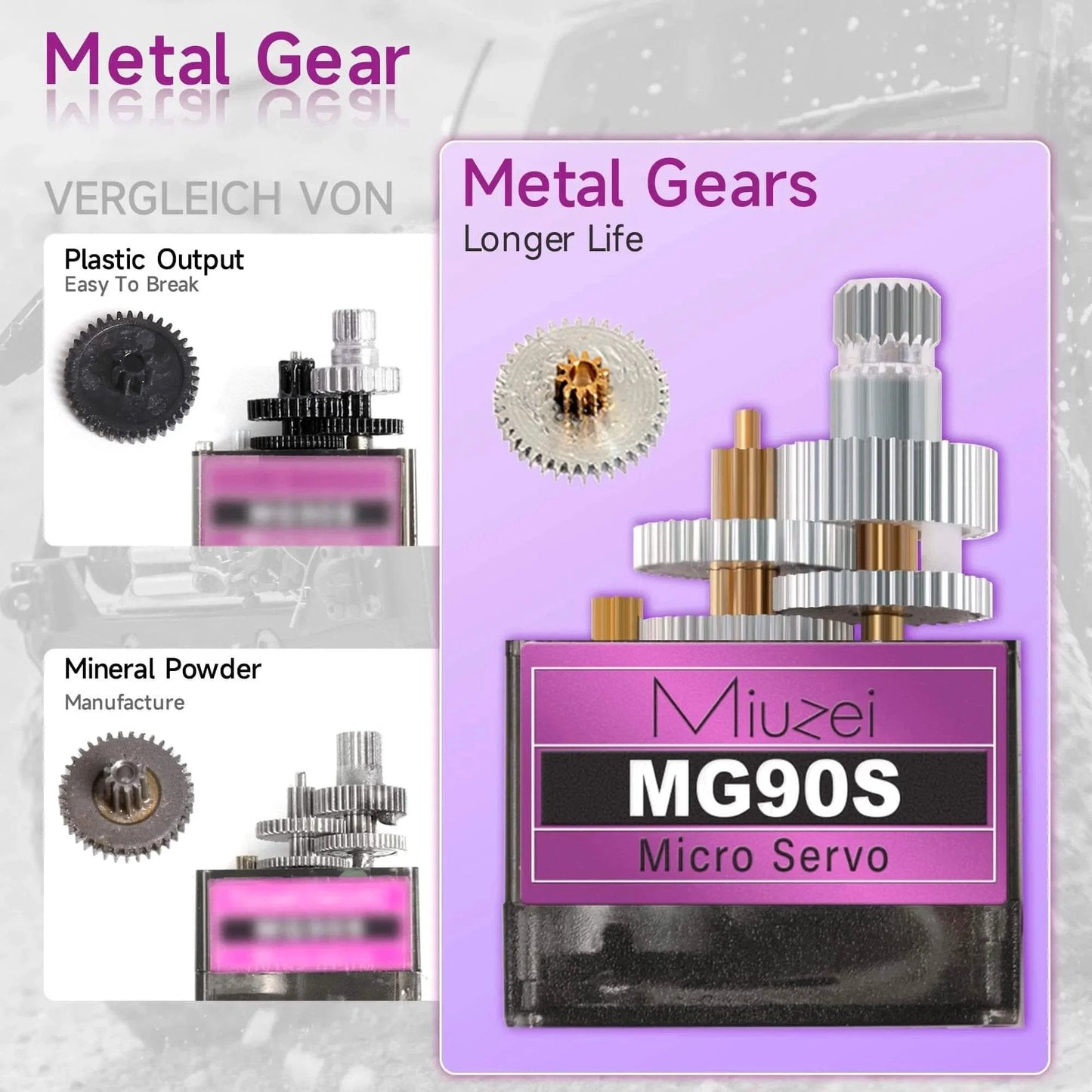 MG90S 9G Micro Servo Motor Metal Geared Motor Kit for RC Car Robot Helicopter, Mini Servos for Arduino Project (4) showing internal metal gears