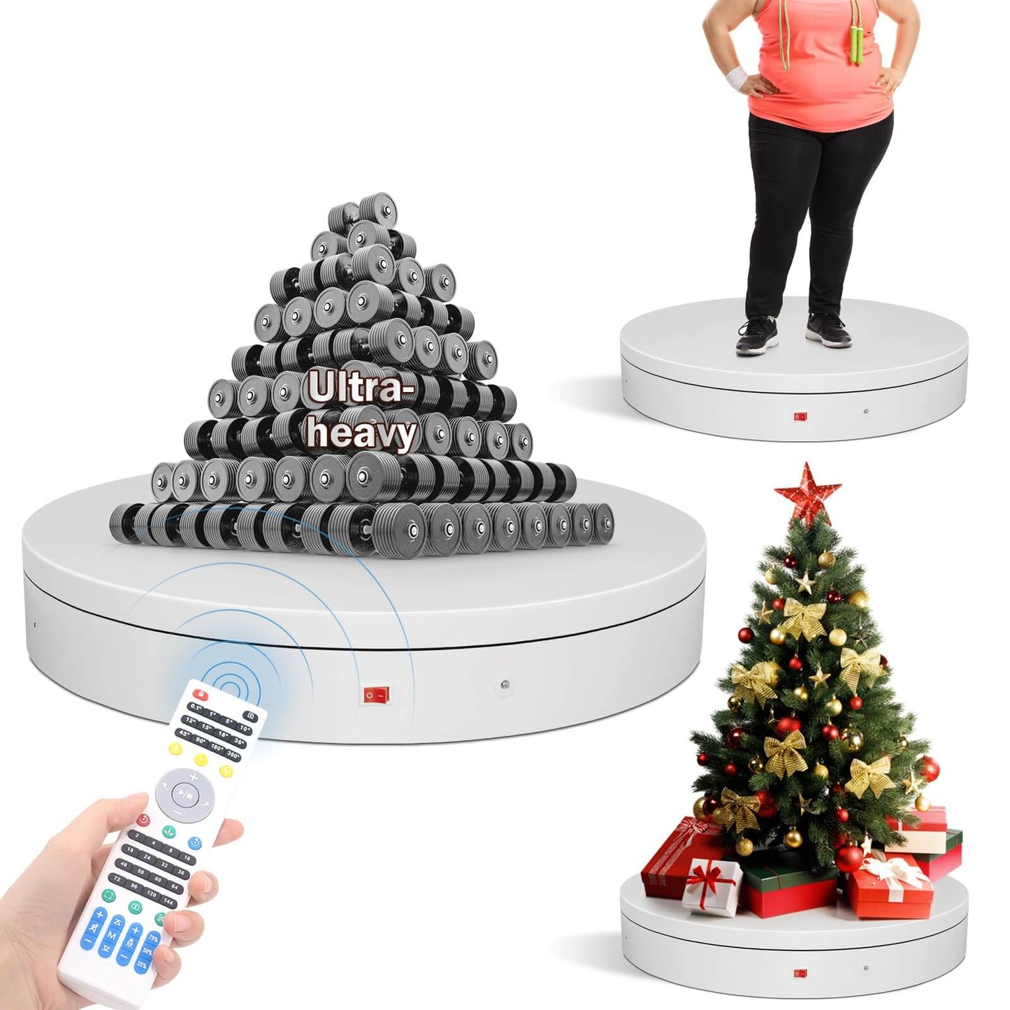 19.7 Inch Motorized Electric Turntable, Large Heavy Duty Rotating Platform with Remote Control, Dual Motor Drive for Photography, 3D Scanning and Display, Adjustable Speed, Quiet Rotation, High Load Capacity