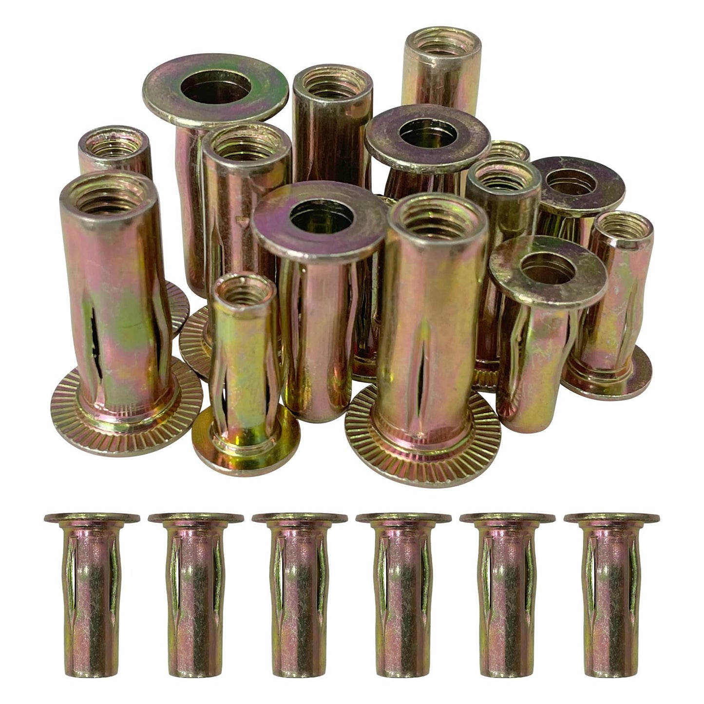 30 Piece Multi Grip Rivet Nut Kit M5 M6 M8 Rivet Nuts Pre Bulbed Shank Zinc Plated Flat Head Threaded Insert Nut Fasteners For Construction And Industrial Use Durable Rust Proof Corrosion Resistant