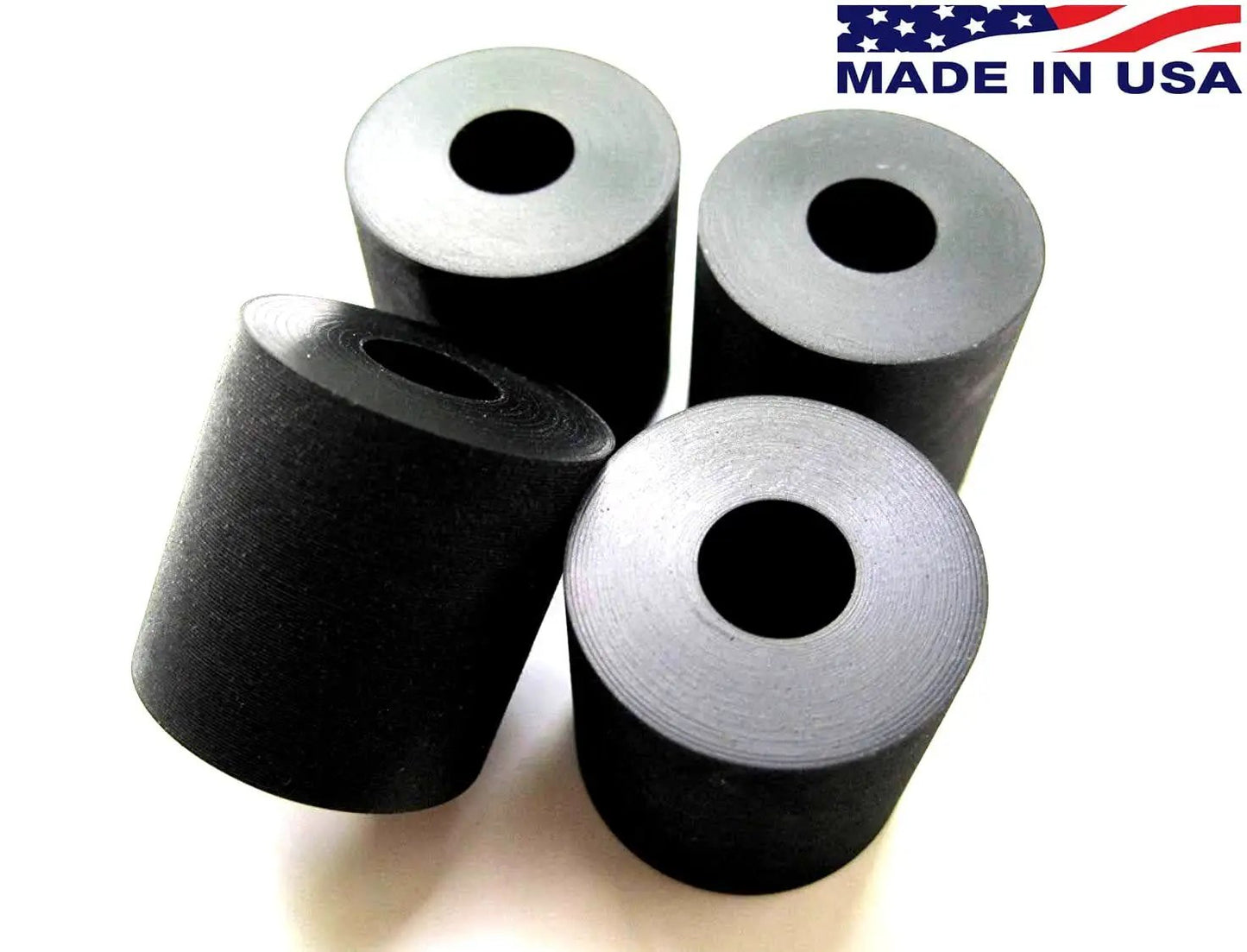 Four Pack Made In USA Premium Quality Neoprene Rubber Spacers One Inch Outer Diameter Three Eighths Inch Inner Diameter One Inch Thickness